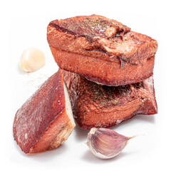 Obraz premium smoked lard piece isolated on white