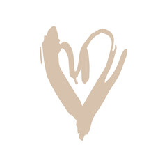 Fototapeta premium Valentine's Day Greetings Card design paint stain scandinavian style coral heart isolated on white background. simple art trend of the season. Abstract template frame for your text, copy space. Vector