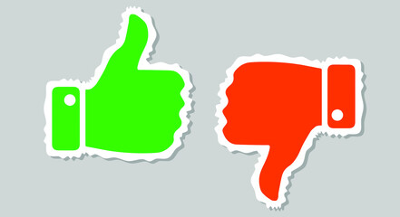 Thumb up and thumb down sticker, social media vector icon. Like and Dislike Icons, Symbols.