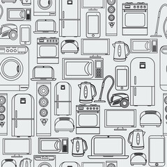 household appliances seamless pattern vector illustration