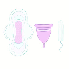 hygienic gasket sa tampon or menstrual cup in pastel colors vector illustration