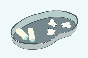 medical tray and teeth vector illustration