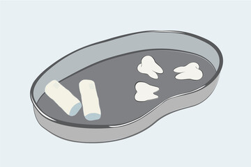 medical tray and teeth vector illustration