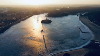 Ostrów Wielkopolski, Piaski Szczygliczka, Polska, Poland, Zachód słońca, Dron © .Waajchaa