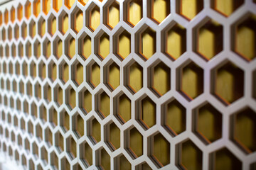 Background comb mosaic white and gold colors