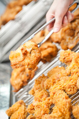 Fried chicken cook process in restaurant
