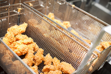 Fried chicken cook process in restaurant
