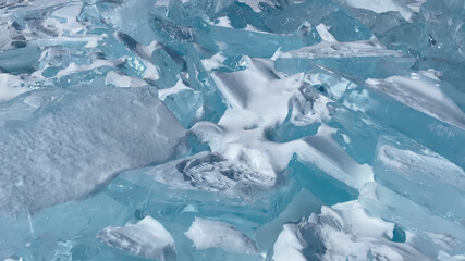 Ice hummocks of Lake Baikal. Large, impenetrable chunks of ice.
