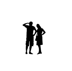 silhouette of a man and woman isolated on white