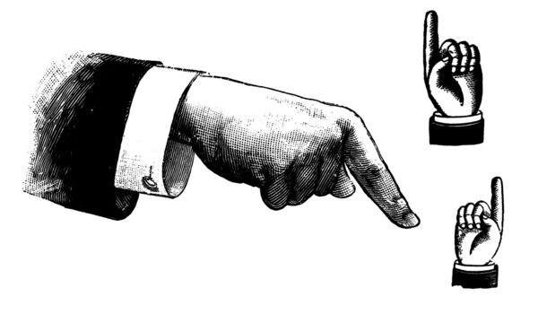 Illustration of Hands pointing and pressing