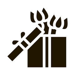 flower gift box glyph icon vector. flower gift box sign. isolated symbol illustration