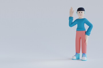 3D rendering character happy man isolated on white background.