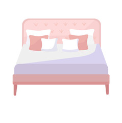 Double bed for the bedroom. Isolated object. Cartoon style. Vector illustration.