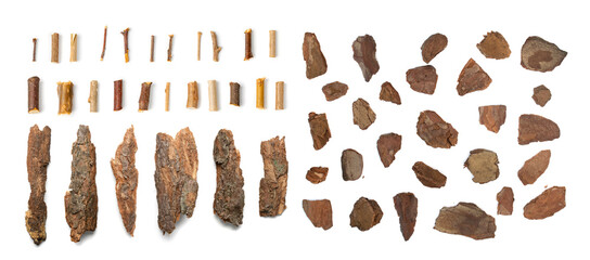 Tree Bark or Garden Mulch Isolated on White Background