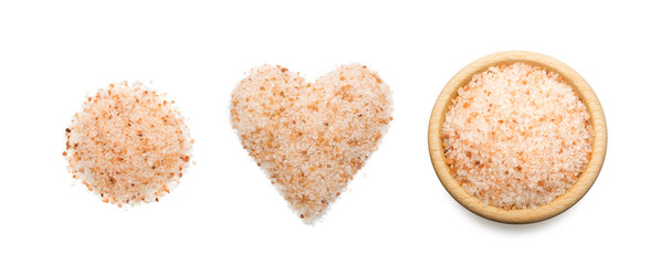 Himalayan Pink Salt Set Isolated on White Background
