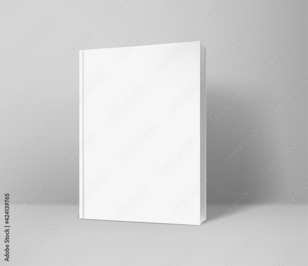 Poster front of the paper book realistic vector illustration. template for design. vector mockup