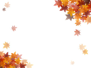 秋の紅葉　舞い散るもみじ（ヨコ）