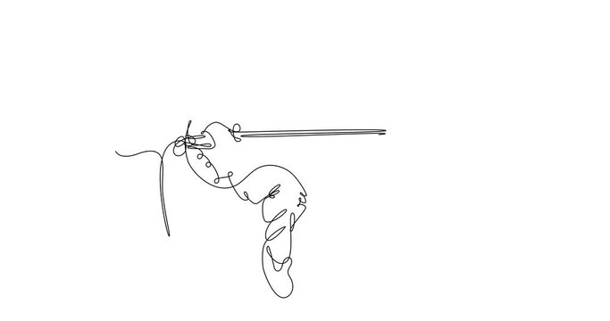 Self drawing animation of continuous line drawing of jazz music guitar player in the foreground. Music performance concept, music school.Black line on a white background