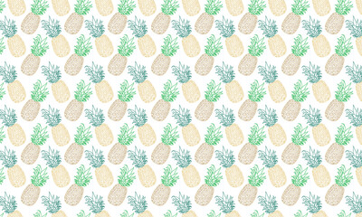 Colorful vector pineapple seamless pattern. Great as a textile print, fabric, wallpaper, party invitation or packaging. Surface pattern design.	
