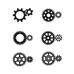 Gear wheel icon logo set vector. Gear wheel, cogwheel icons collection on white background