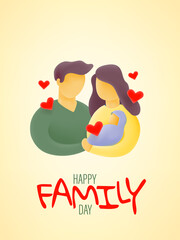 Fototapeta premium International day of families card. Father, mother and child