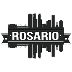 Rosario Argentina Skyline Banner Vector Design Silhouette Art Stencil Illustration.