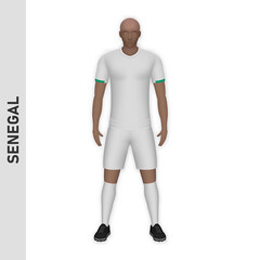 3D realistic soccer player mockup. Senegal Football Team Kit template