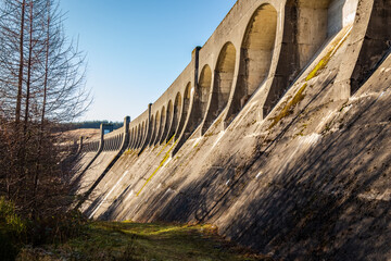 Arches at the top of Clatteringshaws Dam, on the Galloway Hydro Electric Scheme