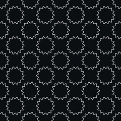 Seamless Vector background pattern with stars. Minimalistic black and white design for textile or wallpaper