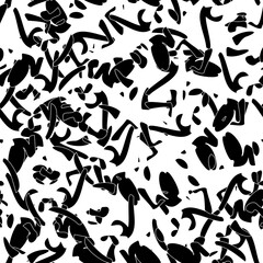 Seamless monochrome pattern of abstract elements