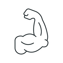 Hand biceps linear icon. Health and training. Sport lifestyle. Thin line customizable illustration. Contour symbol. Vector isolated outline drawing. Editable stroke