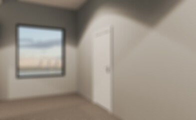 Bokeh blurred phototography.  . Modern office Cabinet.  3D rendering.   Meeting room