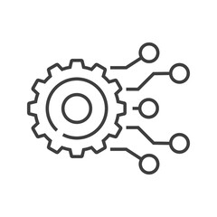 Tecnología electrónica. Engranaje con circuito digital con lineas de color gris