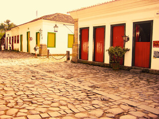 Coulored doors in the town Paraty, Brazil