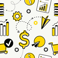 Business marketing vector illustration of the girl behind the workflow