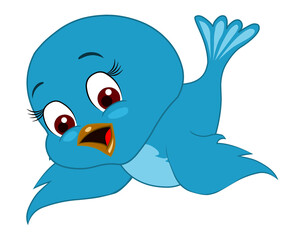 Cartoon blue bird isolated
