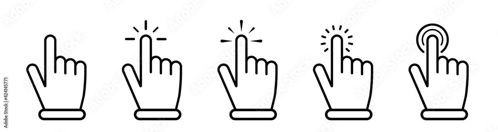 Poster pointer cursor сomputer mouse icon. pointing hand. click cursor. vector illustration.
