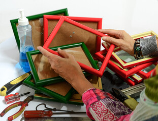 Fototapeta premium Making a wooden picture frame