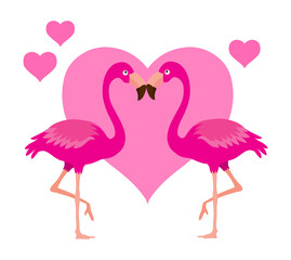 Flamingo heart lovely birds illustration