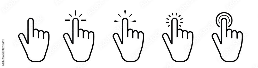 Poster pointer cursor сomputer mouse icon. pointing hand. click cursor. vector illustration.