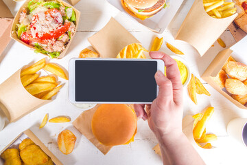 Delivery food, fast-food background