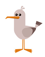 Seagull bird cartoon illustration vector logo and icon