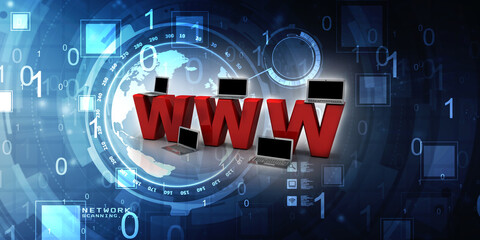 3d rendering laptop with www
