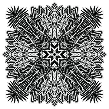 Creativity Mandala design. Detailed bohemian hand drawn mandala pattern for carpet or bandana