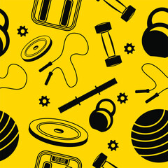 Sports, fitness, yoga, training. Vector pattern. Healthy lifestyle.