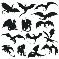 Dragon Silhouette Vector Illustration Clip Art Magic Animal Design Vector. © josepperianes