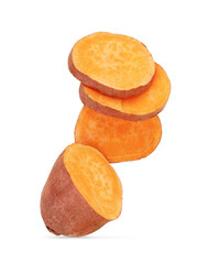 Sweet potatoes on white background