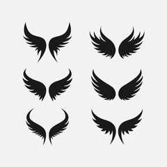 Wings icon logo set vector. Wing logo collection on white background