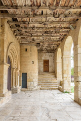 Detail of the church of San Miguel de Valdenoceda in Valdivielso, Burgos, Castilla y Leon, Spain