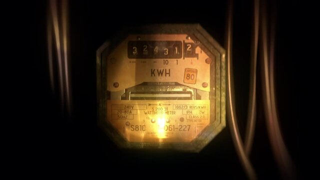 Retro electric meter showing high energy consumption, large electricity bills